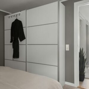 Bedroom with mirrored wardrobe